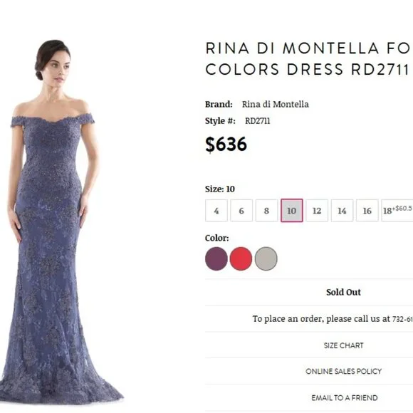 Rina Di Montella RD2711 Dress - Size 10 Mother of the bride - Picture 4 of 5